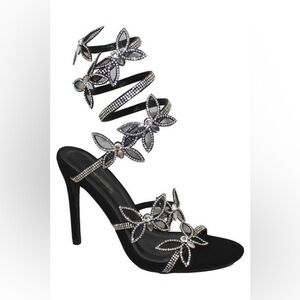 Elegant Black and Silver Strappy Heels